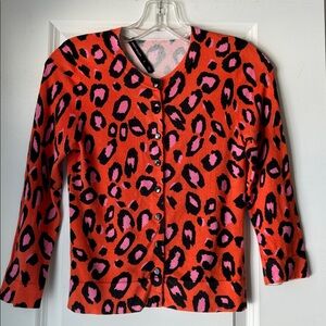 KAREN MILLEN Orange & Pink Leopard Print Cardigan